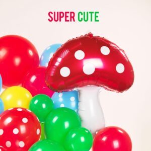 Red Blue green Yellow balloon garland Kit 130Pcs with Cloud mushroom Star balloons for Cartoon & Video Game theme Super bros Birthday inspired Party Decorations
