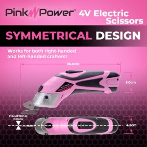 Pink Power Electric Fabric Scissors Box Cutter for Crafts, Sewing, Cardboard, Carpet, & Scrapbooking - Heavy Duty Professional Cutting Tool - Cordless Electric Scissors Fabric Cutter w/Storage Case