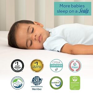 Sealy Crib Mattress & Toddler Bed Mattress| Orion 2-Stage Sustainable Antibacterial Baby Mattress, Lightweight, GREENGUARD Air Quality Certified - Made in USA, 52"x28"