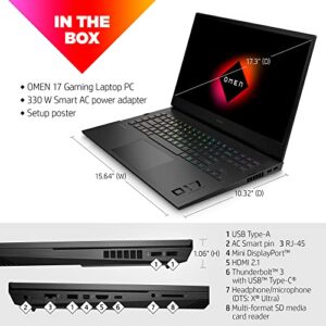 HP OMEN 17 inch Laptop, QHD 165Hz Display, 3ms Response Time, Intel Core i7-13700HX, 16 GB RAM, 512 GB SSD, NVIDIA GeForce RTX 4070 GPU (8 GB), Windows 11 Home, 17-cm2020nr (2023), Black