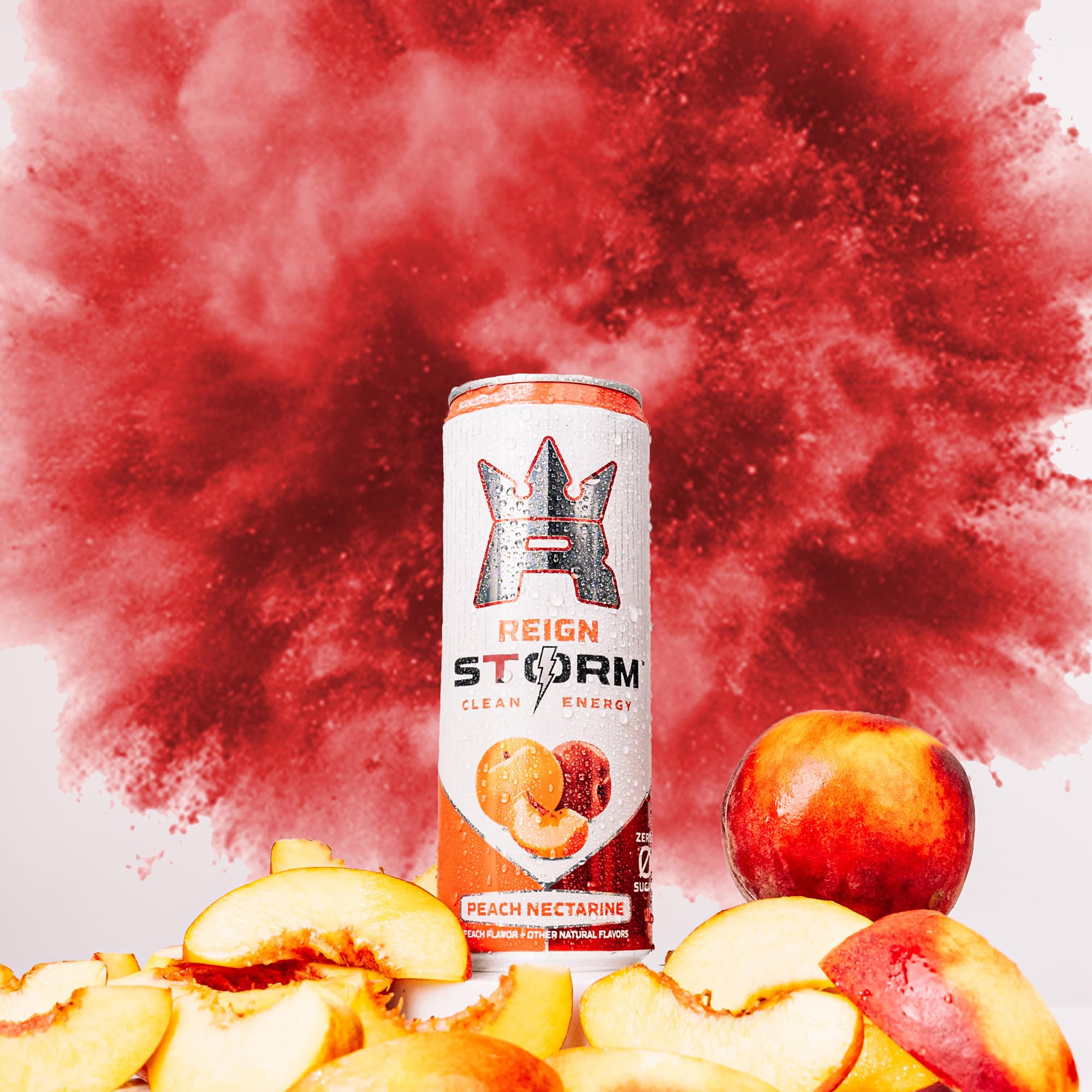 REIGN Storm, Peach Nectarine, Fitness & Wellness Energy Drink, 12 Fl Oz (Pack of 12)