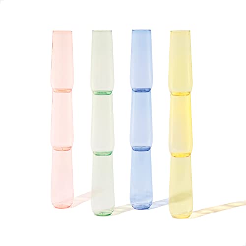 TOSSWARE POP 9oz Flute - Color Series SET OF 12, Premium Quality, Recyclable, Unbreakable & Crystal Clear Plastic Champagne Glasses