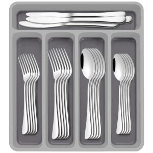 60-piece silverware set with organizer,aiviki stainless steel flatware set for 12,cutlery utensil sets for home restaurant,tableware set include forks spoons and knives,mirror polished,dishwasher safe