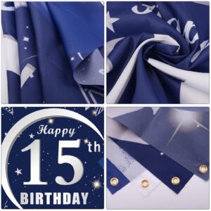 15th Birthday Decorations for Boys Girls - Navy Blue Birthday Decorations For Boys Girls Including HAPPY 15th BIRTHDAY Decorations Backdrop Tablecloth Balloon Garland Kit -15th Bday Decorations