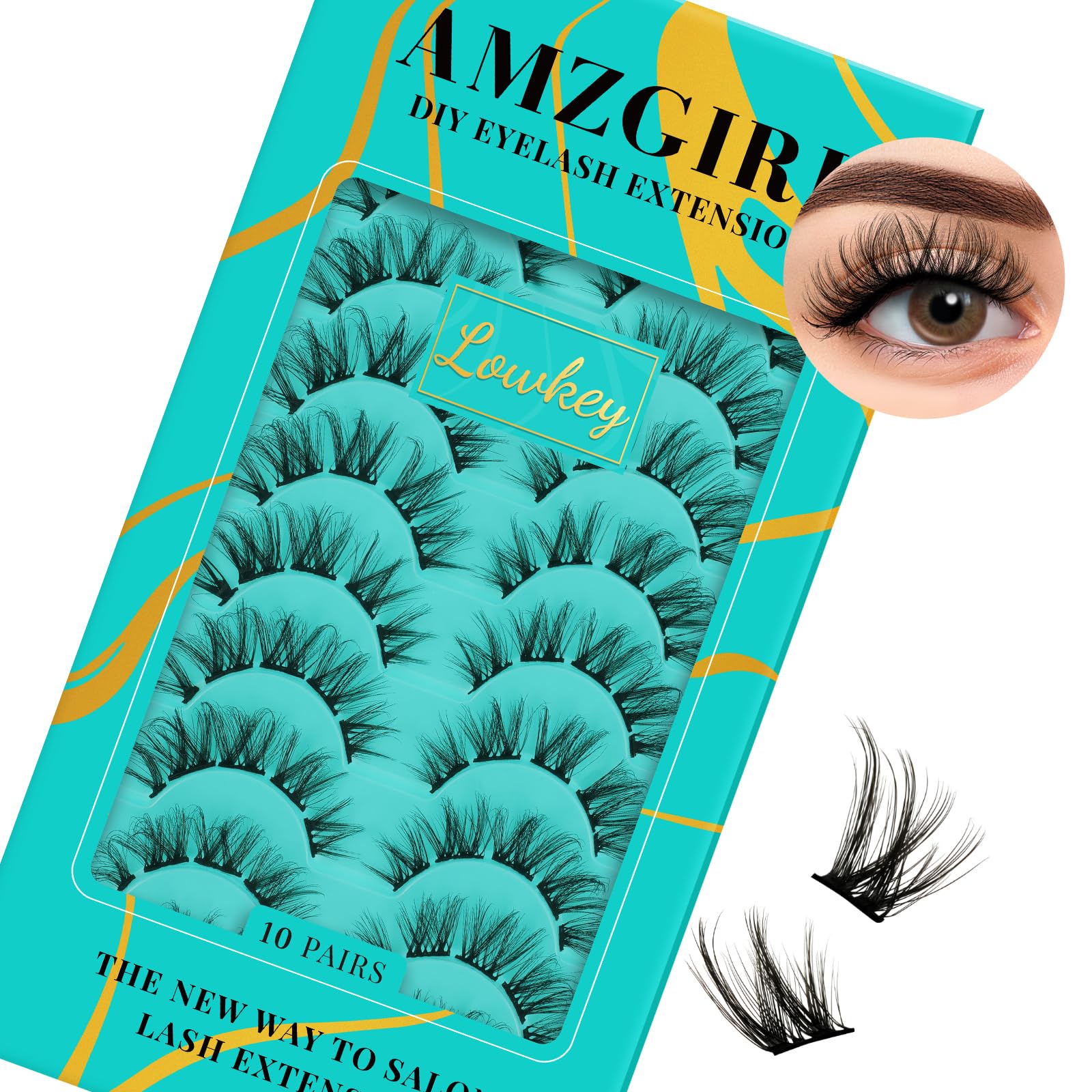 AMZGlRL LASH Diy Lash Clusters 10 Pairs Eyelash Clusters Wispy Lash That Look Like Extensions 3d False Eyelashes Natural Soft Fluffy Mink Individual Cluster Lashes (Lowkey)