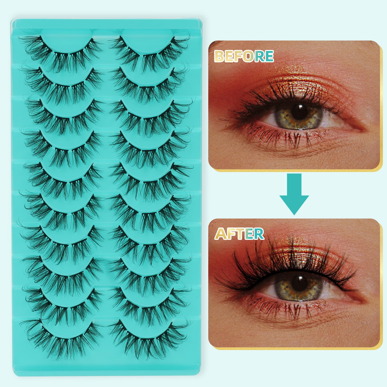 AMZGlRL LASH Diy Lash Clusters 10 Pairs Eyelash Clusters Wispy Lash That Look Like Extensions 3d False Eyelashes Natural Soft Fluffy Mink Individual Cluster Lashes (Lowkey)