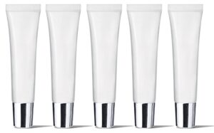 himo empty lip gloss tubes, 5 pack 15ml lip balm containers mini refillable squeeze tubes for comestic makeup and travel toiletries-sliver