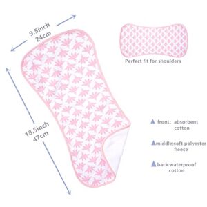 sleepyturtle Ultra-Soft Cotton Burping Clothes - Large, Absorbent, Waterproof Baby Burp Cloths in Cute Unisex Designs 5 Pack (pink01)