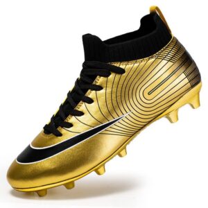 dhovor womens soccer cleats youth football cleats girls high-top athletics football trainers outdoor and indoor soccer shoes gold