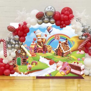 Candyland Backdrop 7x5FT Cartoon Rainbow Lollipop Icecream Sweet Donut Candy Photography Background for 1st First Birthday Party Decoration Baby Shower Photo Props (84x60 inch)