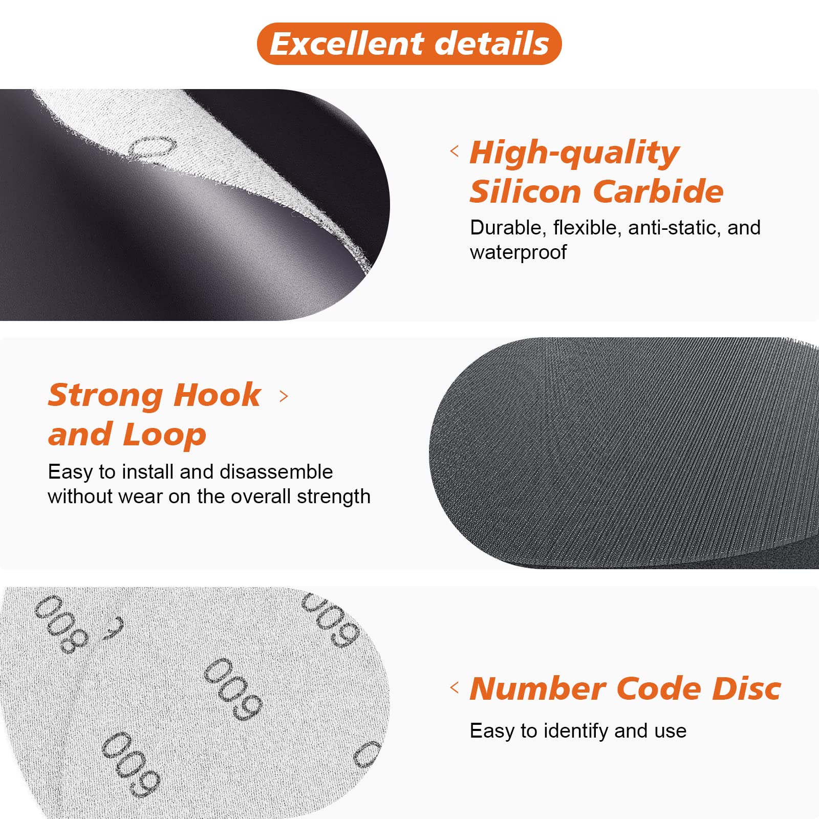 TOOVEM 49PCS 5 Inch Wet Dry Sanding Discs Kit with Hook and Loop Backing Pad, Angle Grinder Attachments with 5/8-11 Drill, Sanding Pad for Wood Metal Car Polishing Sanding 600 to 10000 Grits Sandpaper