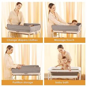 2-in-1 Baby Changing Table, Diaper Changing Station with Safety Belt，Portable Diaper Changing Table Height Adjustable Baby Changing Station for Infant and Newborn
