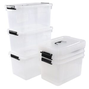 tstorage 12 quart plastic storage bin with lid, clear latch box, 6 packs