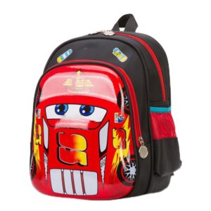 Toddler Kids Mini Truck Car Backpack Waterproof Cartoon Comic Kindergarten Children Preprimary School Boys Backpack (Red)