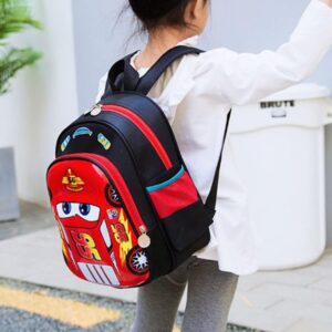 Toddler Kids Mini Truck Car Backpack Waterproof Cartoon Comic Kindergarten Children Preprimary School Boys Backpack (Red)