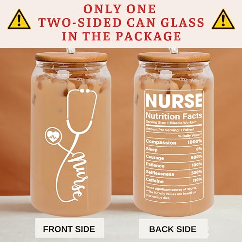 Nurse Gifts for Women - Gifts for Nurses, Nurse Appreciation Gifts - Nurses Week Gifts - Nursing Gifts, New Nurses Gifts, Nursing Graduation Gifts - RN Gifts for Nurses Women - 16 Oz Can Glass