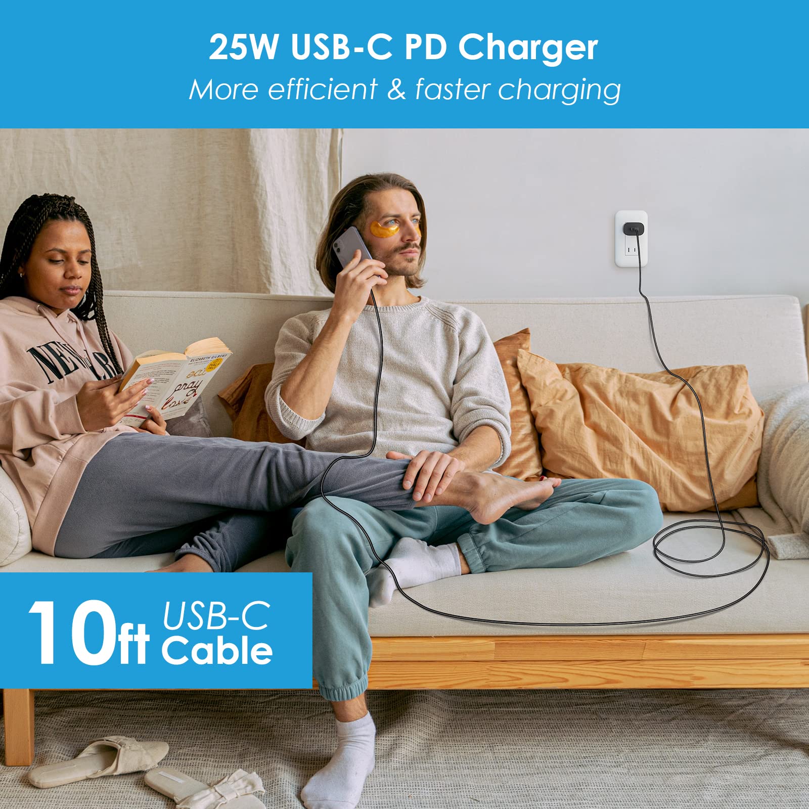 Super Fast Charger Type C, 25W PD USB C Wall Charger Fast Charging with 10FT Long Type C Charger Cable for Samsung Galaxy S24 Ultra/S24/S24+/S23 Ultra/S23/S22 Ultra/S22/S21 Ultra/S20 Ultra/Note 20