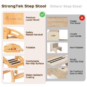 StrongTek Kids Kitchen Step Stool with Pulley - Toddler Learning Tower and Kitchen Helper Stool for Toddlers, Featuring a Removable Rod and Dual-Purpose Blackboard, Promotes Engagement