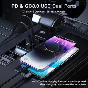 USB C Car Charger, PD 45W & QC 45W Fast Charging Cigarette Lighter USB Charger Adapter [Super Small, Flush Fit, Metal] Compatible with iPhone 14 13 12 Samsung Galaxy S22 21 20 Pixel