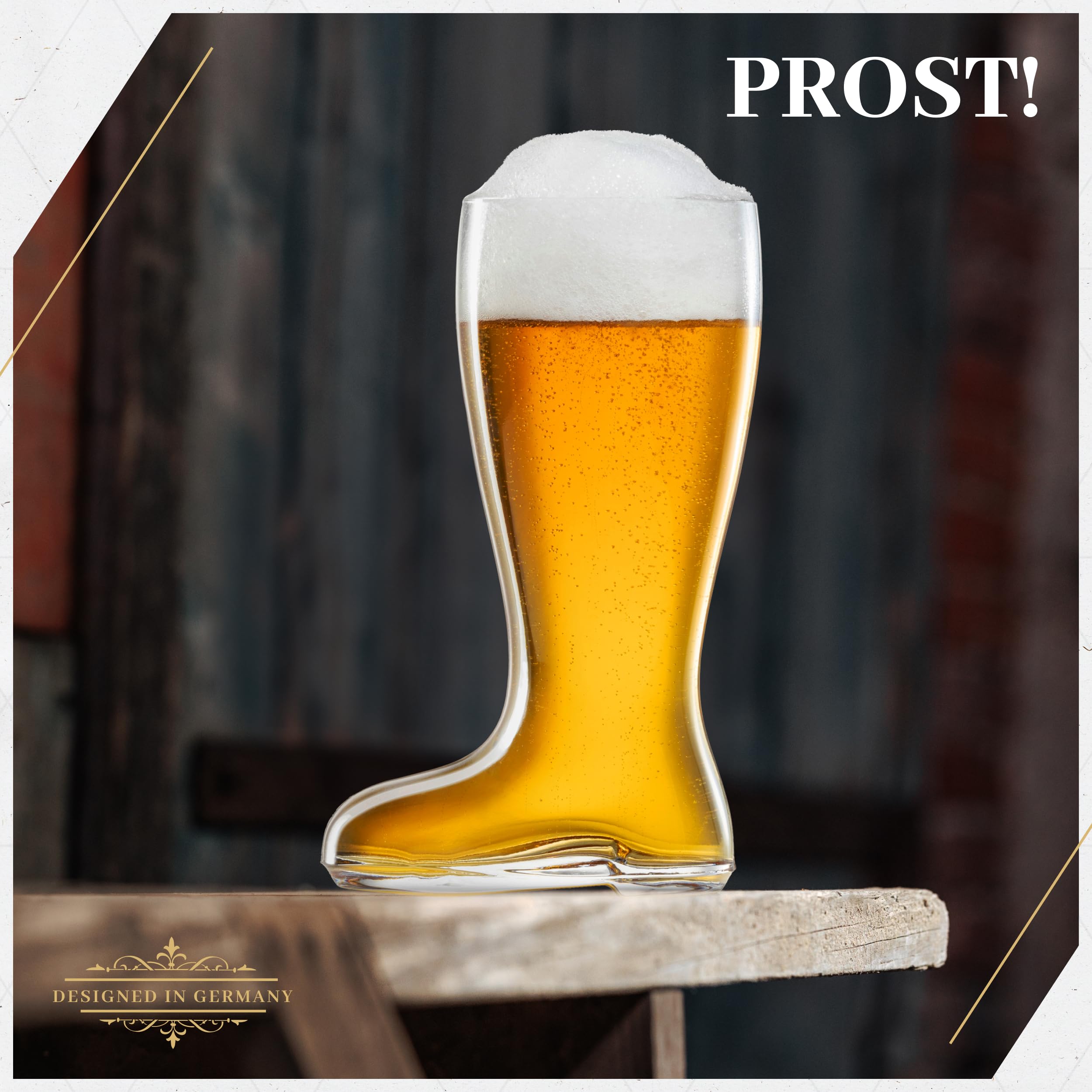 BAVARIA TRACHTEN DAS BOOT 1 Liter Beer Mug - Boot Mugs Glass - German Drinking Glass - Cowboy Boot Mugs - Original Das Boot Glass - Spaten Beer Mug