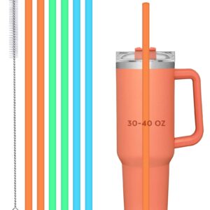 Silicone Replacement Straws for Stanley 40 oz 30 oz Cup Tumbler -6 PCS Straws Replacement for Stanley Adventure Travel Tumbler, Straw with Cup Cleaner for Stanley 40 oz 30 oz Cup