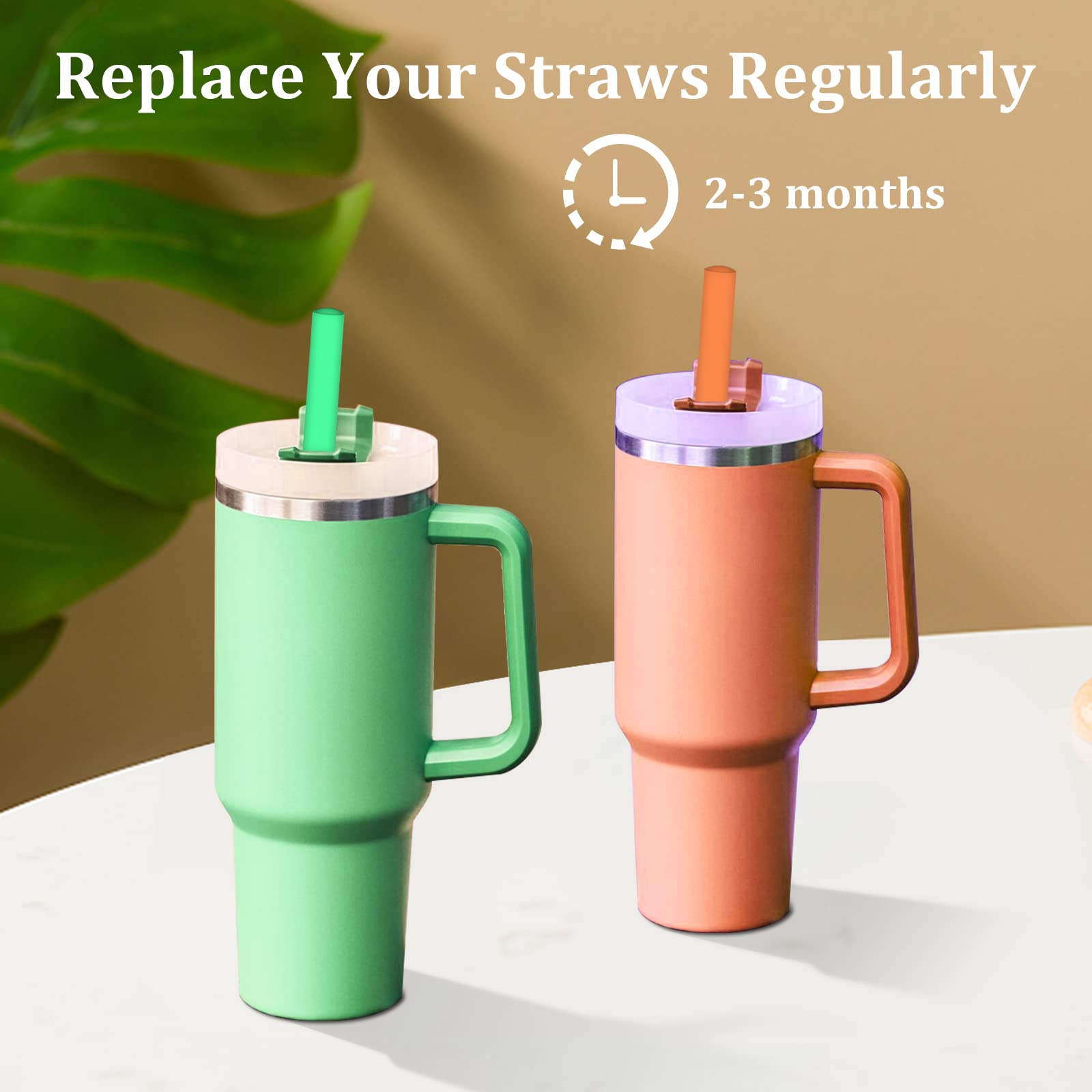 Silicone Replacement Straws for Stanley 40 oz 30 oz Cup Tumbler -6 PCS Straws Replacement for Stanley Adventure Travel Tumbler, Straw with Cup Cleaner for Stanley 40 oz 30 oz Cup
