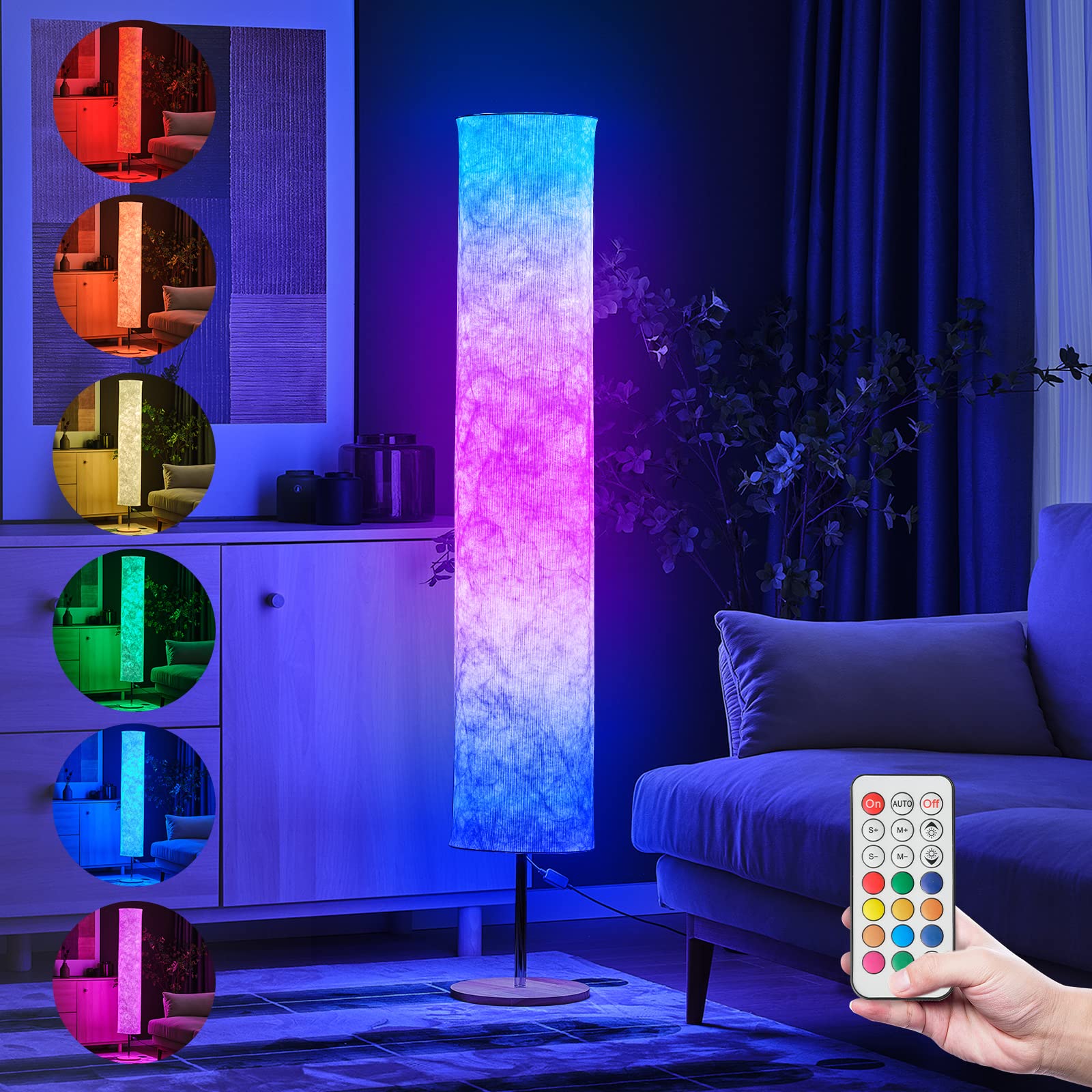 Soft Light Floor Lamp,60" Simple Design Morden Slim RGB 16 Color