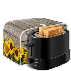 Baxinh Sunflower Toaster Cover 4 Slice Wide Slot, Washable Kitchen Appliance Small Oven Bakeware Protector, Bread Maker Cover Dust and Fingerprint Protection, Yellow