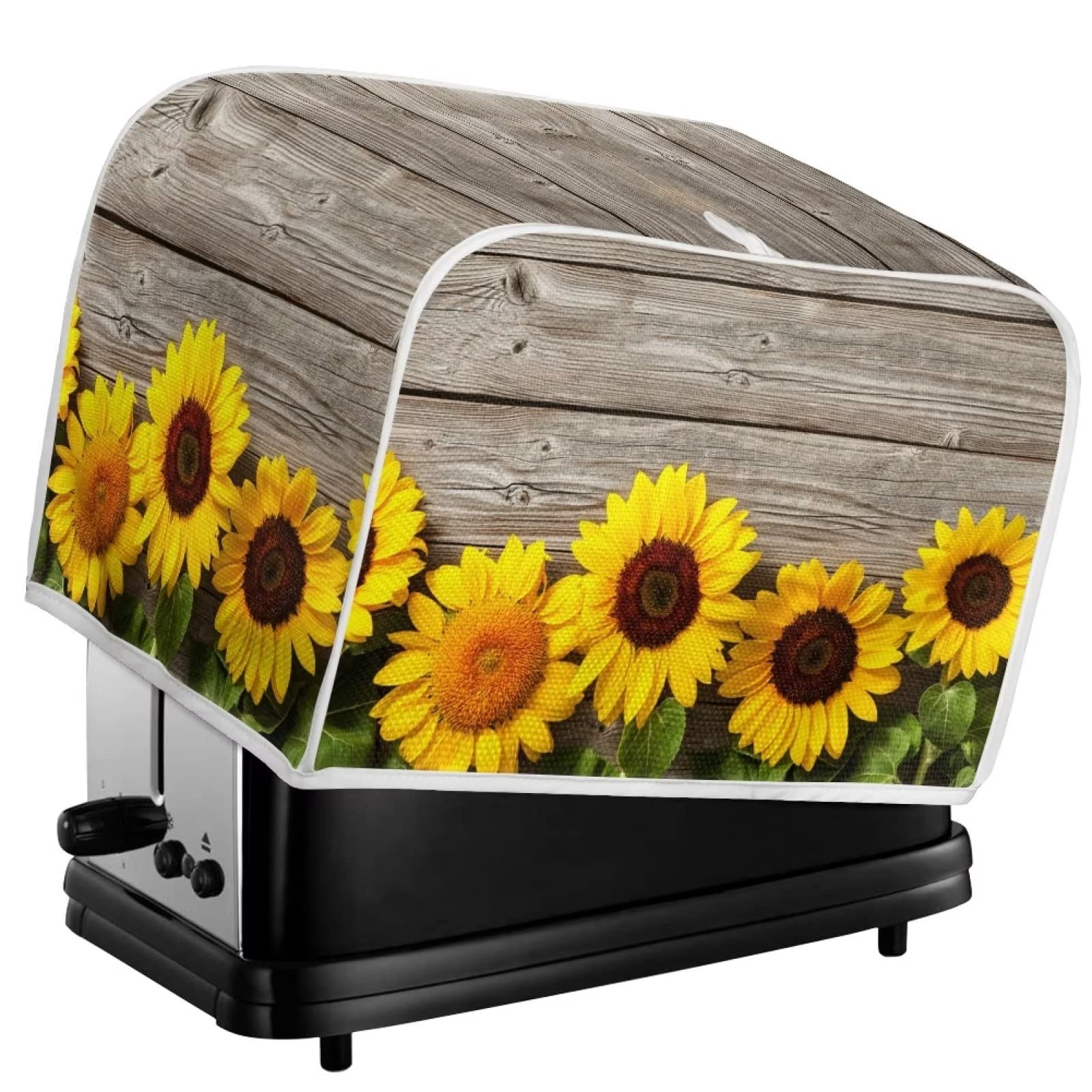 Baxinh Sunflower Toaster Cover 4 Slice Wide Slot, Washable Kitchen Appliance Small Oven Bakeware Protector, Bread Maker Cover Dust and Fingerprint Protection, Yellow