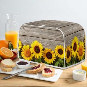 Baxinh Sunflower Toaster Cover 4 Slice Wide Slot, Washable Kitchen Appliance Small Oven Bakeware Protector, Bread Maker Cover Dust and Fingerprint Protection, Yellow