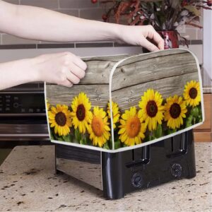 Baxinh Sunflower Toaster Cover 4 Slice Wide Slot, Washable Kitchen Appliance Small Oven Bakeware Protector, Bread Maker Cover Dust and Fingerprint Protection, Yellow