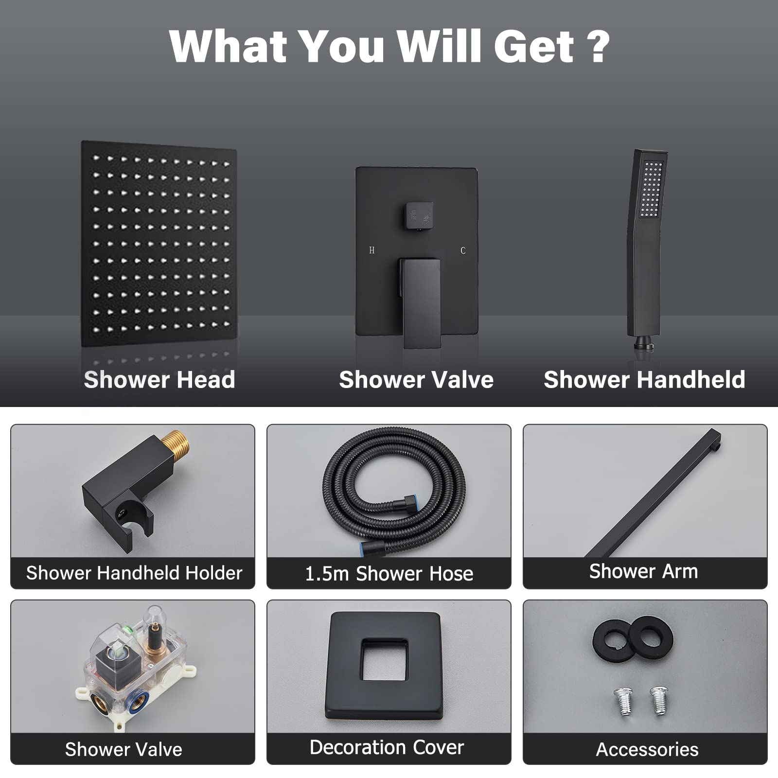 Votamuta Shower Faucet Set Matte Black Shower System,Shower Faucet with 10 Inch Rain Shower Head and Handheld,Shower Faucets Sets Complete Shower Combo Set Rough-in Valve and Trim Kit Included