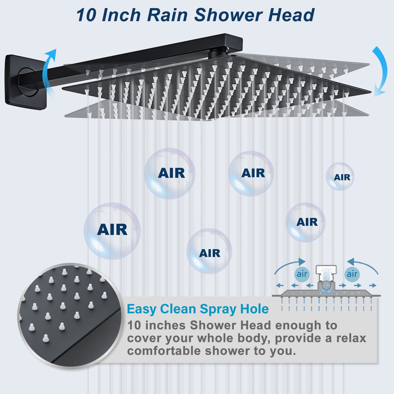 Votamuta Shower Faucet Set Matte Black Shower System,Shower Faucet with 10 Inch Rain Shower Head and Handheld,Shower Faucets Sets Complete Shower Combo Set Rough-in Valve and Trim Kit Included