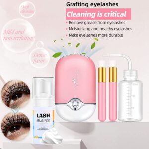 Lash Extension Kit Professional Eyelash Grafting Training Tools Mannequin Head USB Fan Lash Shampoo 0.07D Curl Mix 8-15mm Glue Practice Eyelash Strips Lash Mapping,Exercise Set for Beginner