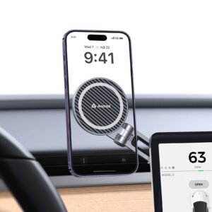 andobil tesla phone mount for model 3 model y [powerful magnet, no residue adhesive] stable tesla magsafe phone holder, tesla model 3 accessories, tesla model y accessories 2024, fits for iphone & all
