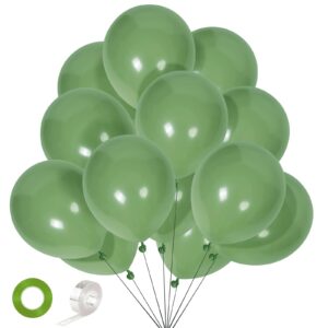 canrevel sage green balloons - 50pcs 12 inch olive green latex balloons for birthday party baby shower wedding christmas holiday balloon jungle decorations