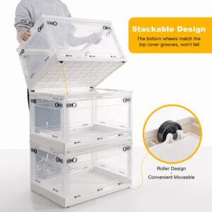 DOADW Stackable Storage Bins with Lids, 3 Packs 100 Quarts (25Gal) Large Storage Bins Clear Storage Containers, Collapsible Bins for Storage, Plastic Drawers Storage Bins for Organizing