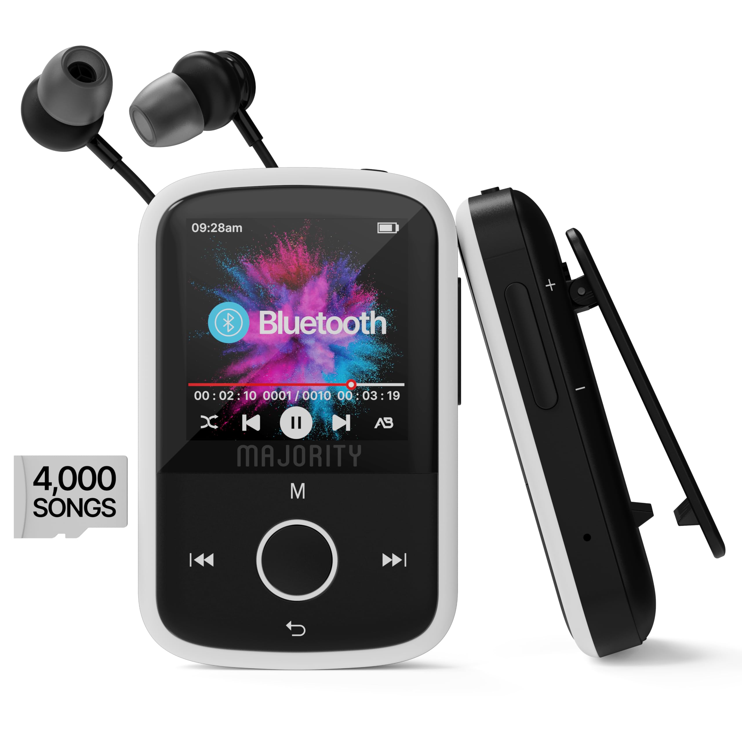 Bluetooth MP3 Player with Headphones, Sport Clip and Up to 128GB Expandable Storage | Majority MP3 Player, Bluetooth Music Player | MP3 & Digital Audio Players