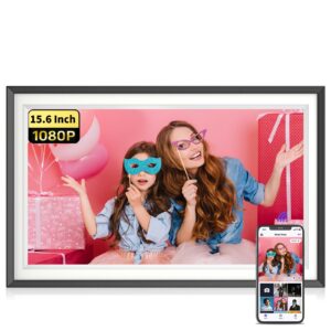 sammix digital picture frame,15.6 inch 32gb large wifi digital photo frame, 1920 * 1080 ips fhd touch screen, auto-rotate, wall-mounted, easy to share photos via app, gift for family