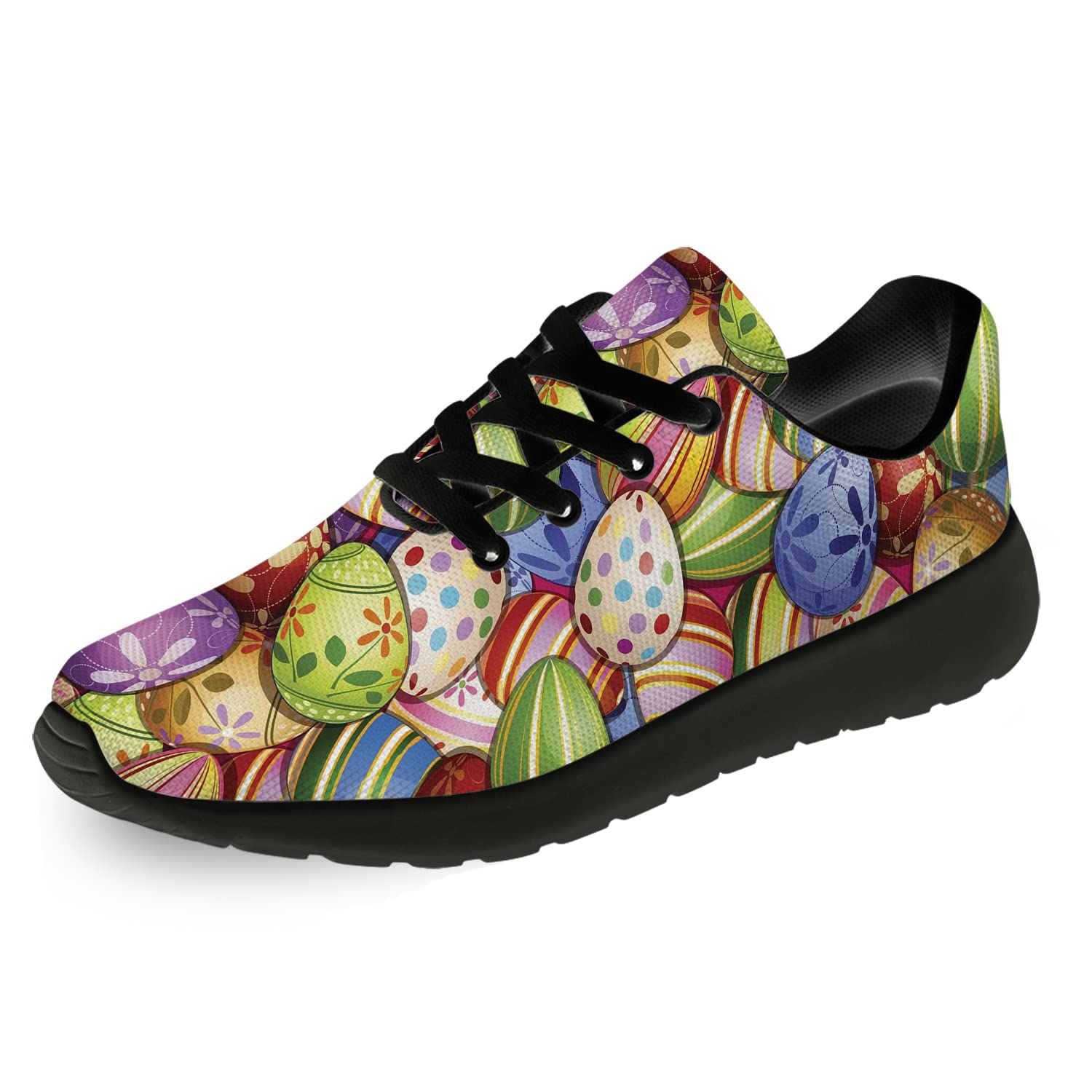 lodaden Easter Shoes Men's Women's Adult Tennis Walking Sneakers Colorful Easter Eggs Print Shoes Gifts for Girls Boys,US Size 13 Women/11 Men