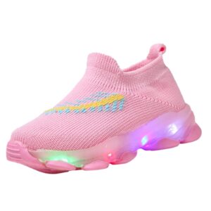 iwihmiv led luminous running shoes sports shoes breathable lightweight casual shoes athletic shoes for girls boys（pink,2 years