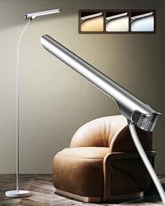 86lux reading floor lamps for living room, super bright 10w led standing lamp with 3 color temperatures & stepless adjustable colors touch control floor lights for living room, bedroom and office