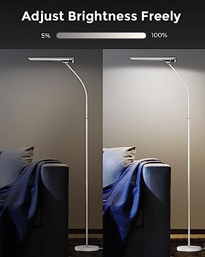 86lux Reading Floor Lamps for Living Room, Super Bright 10W LED Standing Lamp with 3 Color Temperatures & Stepless Adjustable Colors Touch Control Floor Lights for Living Room, Bedroom and Office