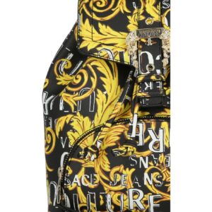 Versace Jeans COUTURE WOMEN'S BLACK BACKPACK WITH BAROQUE LOGO PRINT AND ICONIC BUCKLE 74VA4BF8ZS597