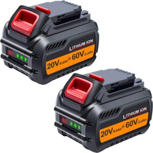 dtk dcb609 battery replacement for dewalt 60v battery compatible with 20v / 60v dcb609 dcb606 dcb612 20v 60v lithium battery (2 packs)