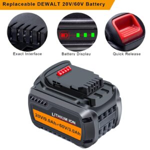 DTK DCB609 Battery Replacement for DeWalt 60V Battery Compatible with 20V / 60V DCB609 DCB606 DCB612 20V 60V Lithium Battery (2 Packs)