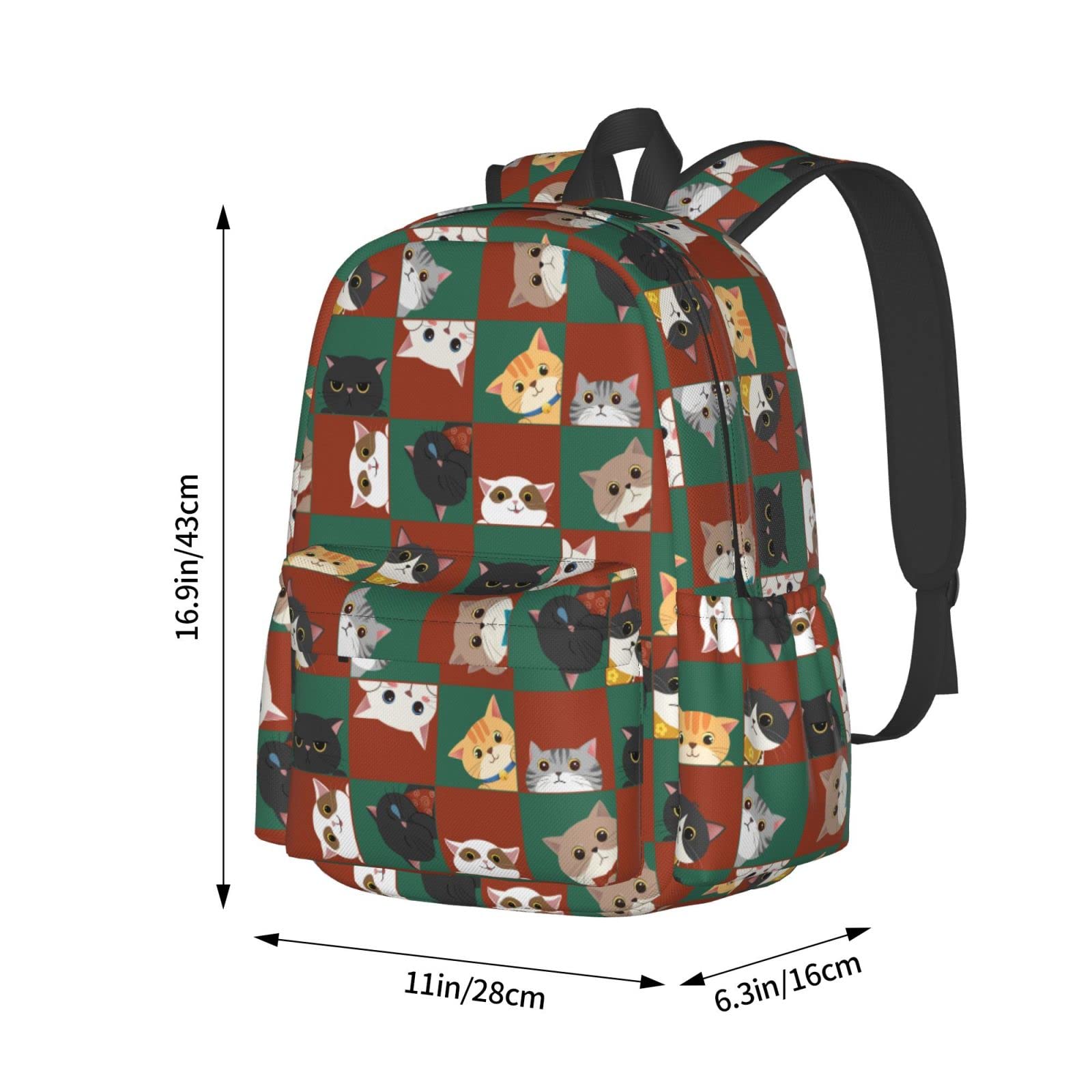 Shoggoth Cat Backpack 17 Inch Cute Cats Print Casual Daypack Lightweight Women's Laptop Backpack Campus Travel Bag for Women Man Hiking