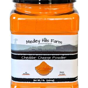 Cheddar Cheese Powder by Medley Hills Farm - 1 Lb Reusable Container - For Popcorn, Pasta, Potatoes