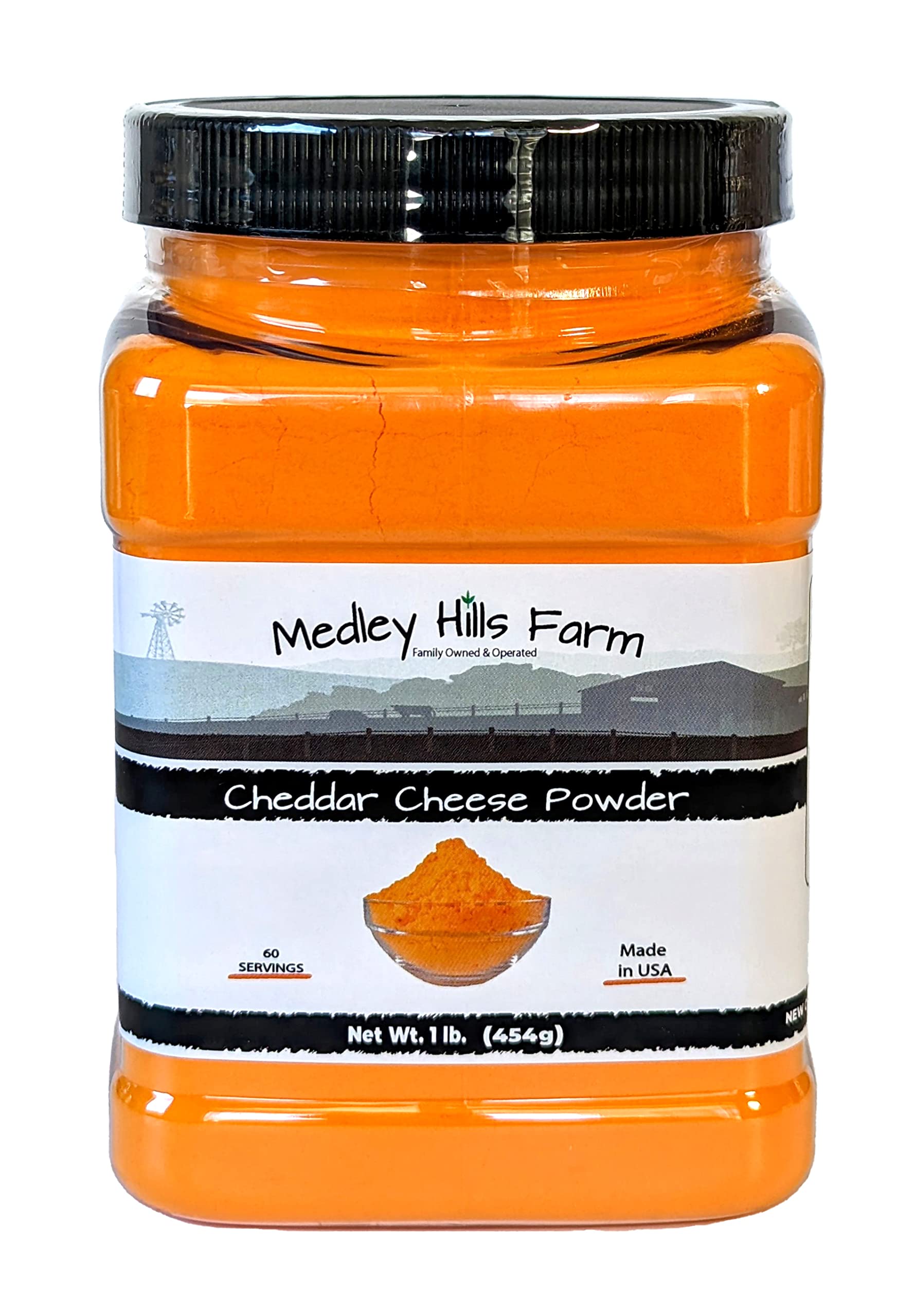 Cheddar Cheese Powder by Medley Hills Farm - 1 Lb Reusable Container - For Popcorn, Pasta, Potatoes