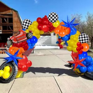 race car balloons arch garland kit with 145 pcs race car birthday party decorations balloons for monster car truck party race car theme birthday party supplies
